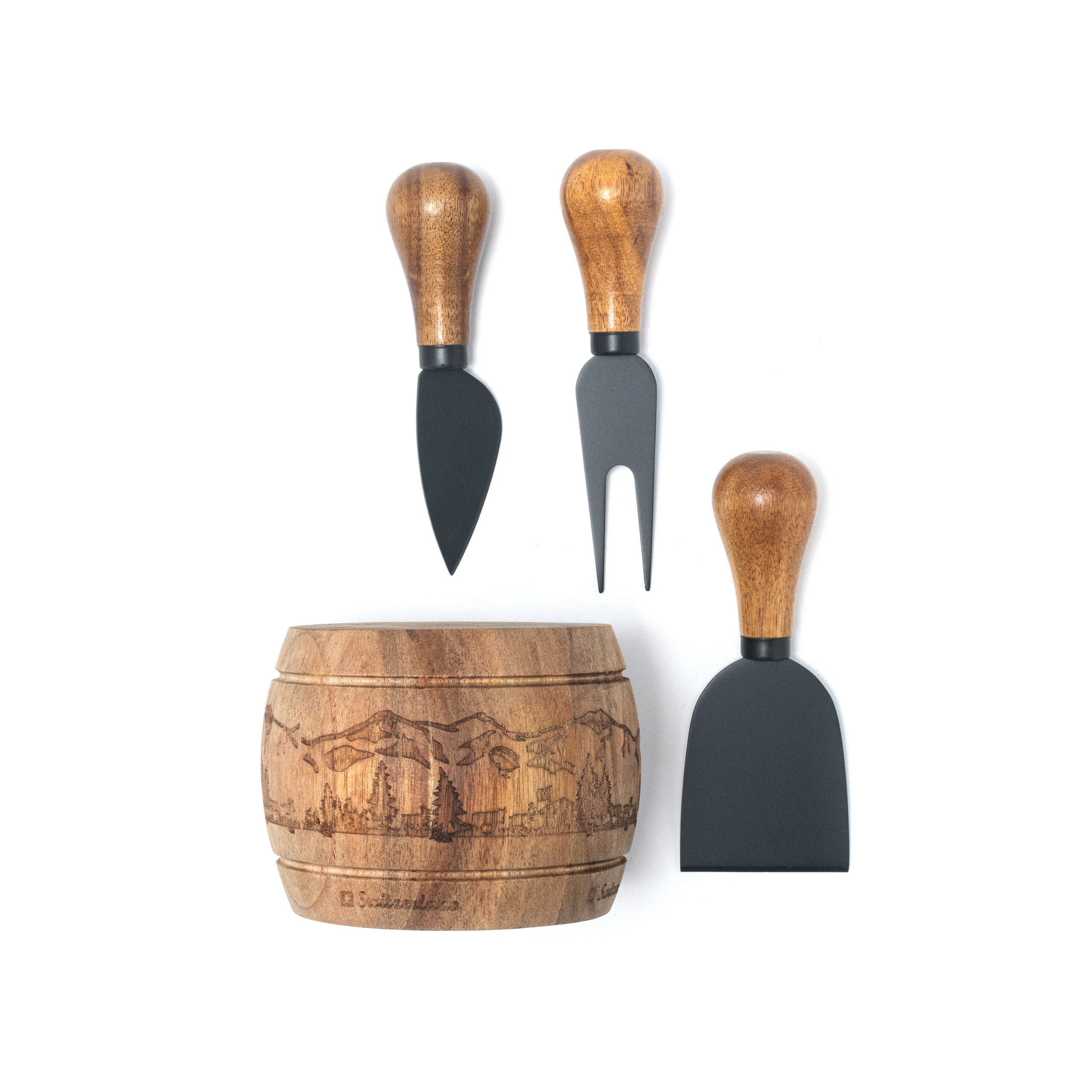 Image of Holzfass mit 3 Messern Switzerland