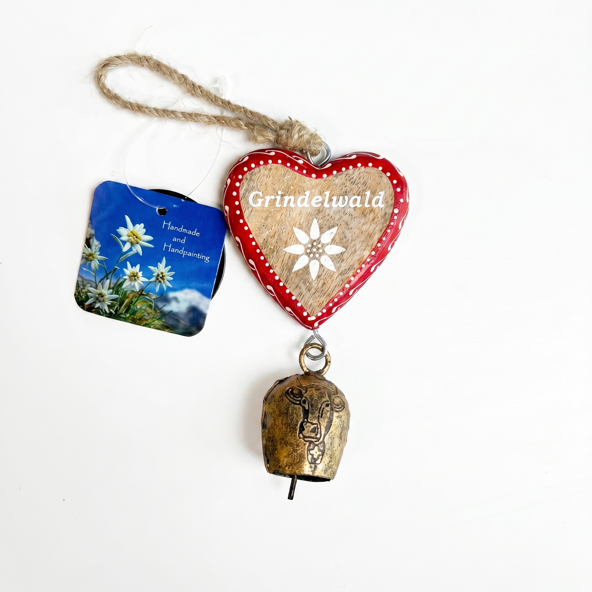 Image of Holz-Herz Aufhänger&Glocke Grindelwald 7cm