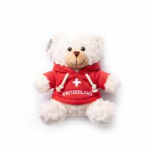 Image of Plüschbär mittel weiss mit Hoodie