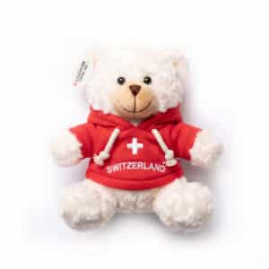 Image of Plüschbär klein weiss mit Hoodie